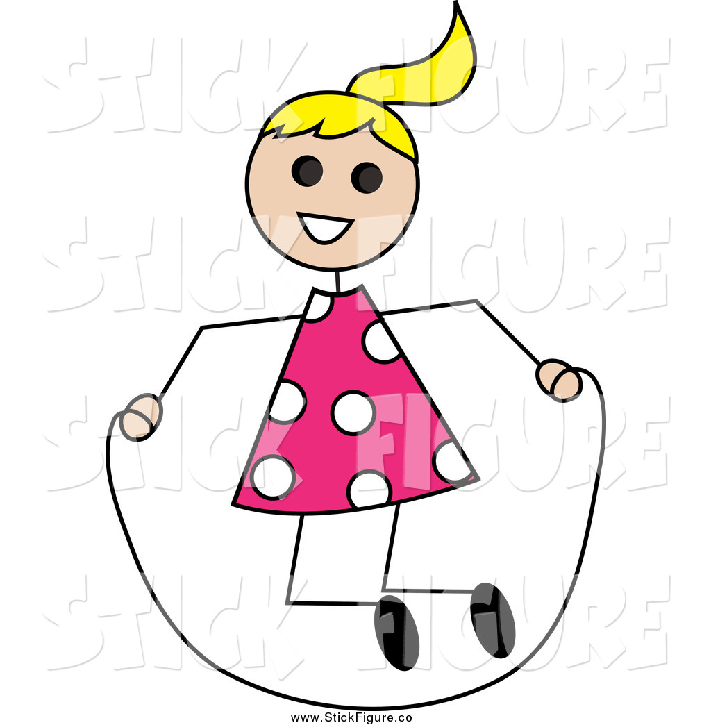 1024x1044 Clip Art Of A Blond White Stick Girl Playing With A Jump Rope By
