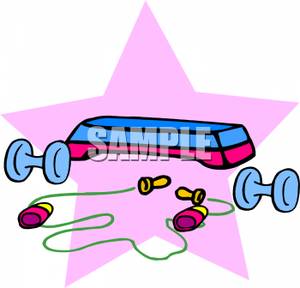 300x288 Art Image A Jump Rope With A Step Stool And Dumbbells