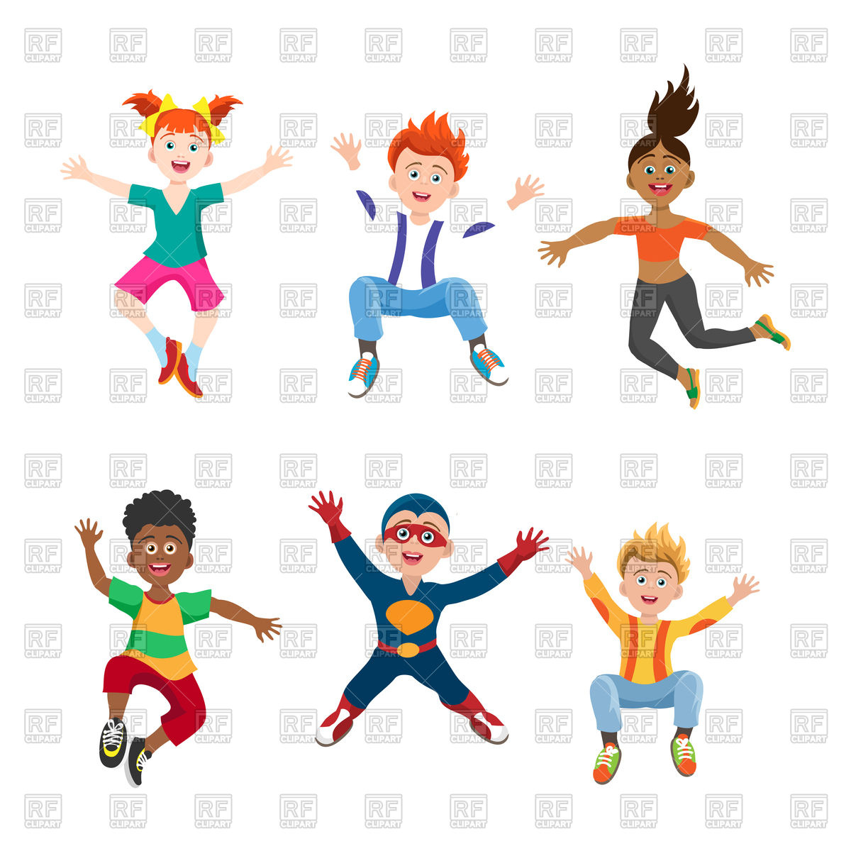 1200x1200 Happy Jumping Girls And Boys Royalty Free Vector Clip Art Image