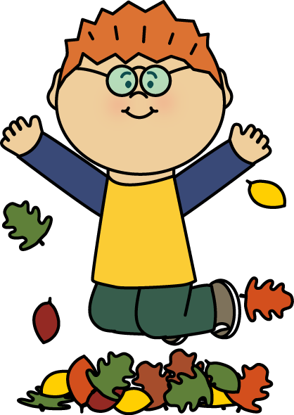 418x590 Boy Jumping In Leaves Clip Art