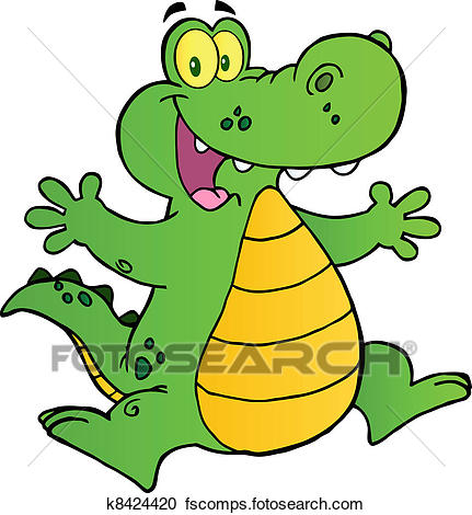 431x470 Clipart Of Happy Alligator Jumping K8424420