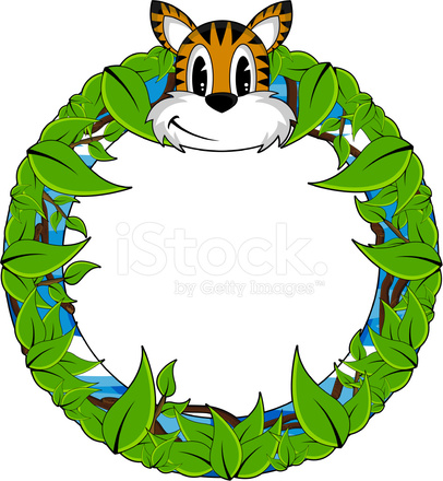 406x440 Cute Animal Jungle Border Stock Vector