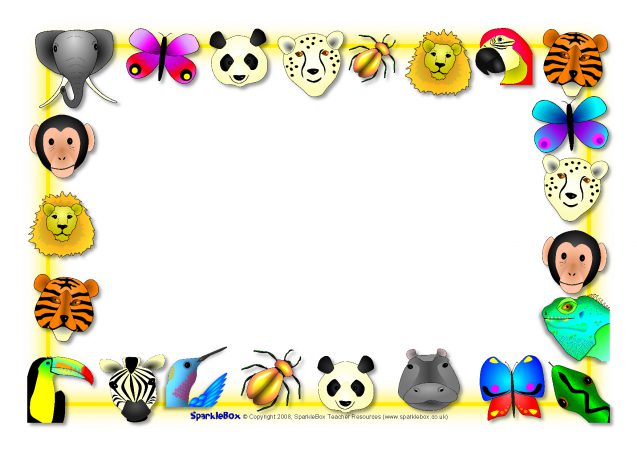 637x450 Jungle And Safari Animals Themed A4 Page Borders (Sb3890)