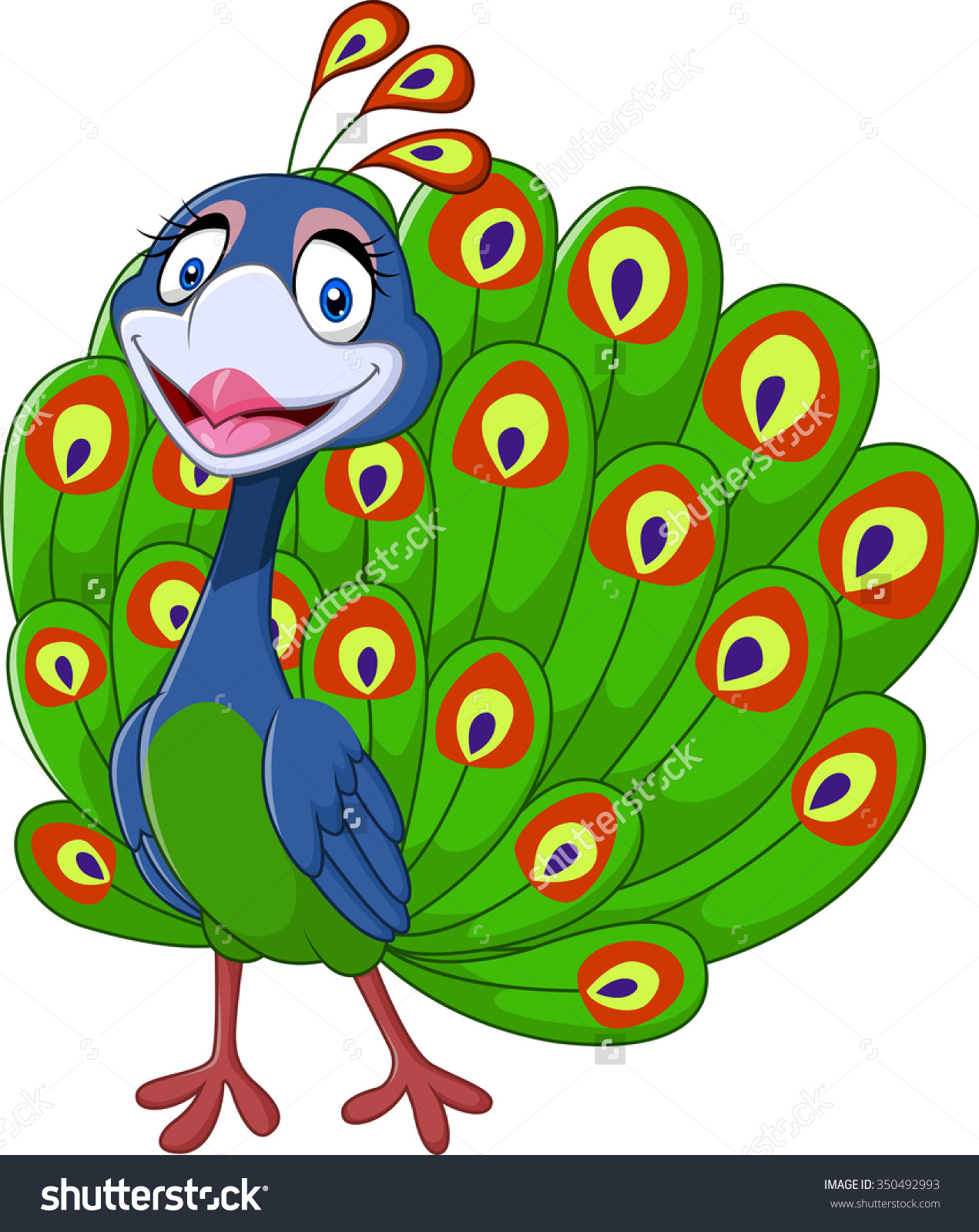 1271x1600 Cute Peacock Isolated On White Background Stock Vector Illustratie