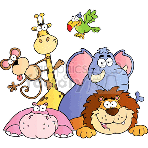 300x300 Royalty Free Cartoon Jungle Animals 383341 Vector Clip Art Image