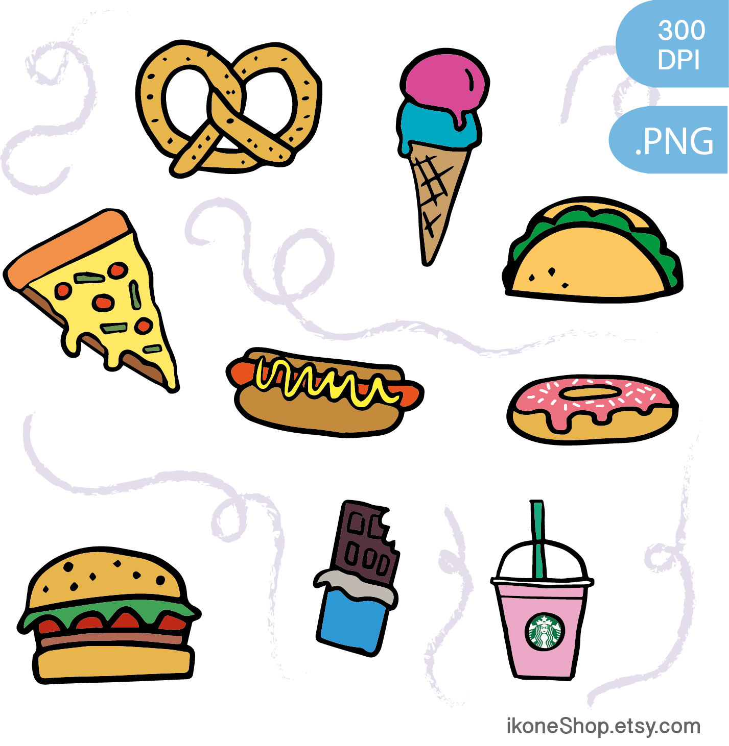 1427x1462 Junk Food Clipart Fast Food And Sweets Digital Stickers