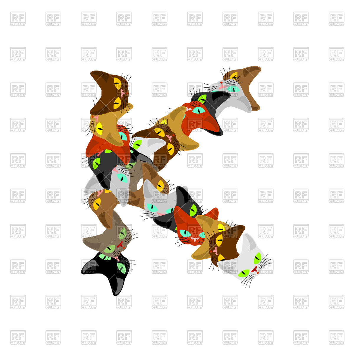 1200x1200 Letter K Cat Font Royalty Free Vector Clip Art Image
