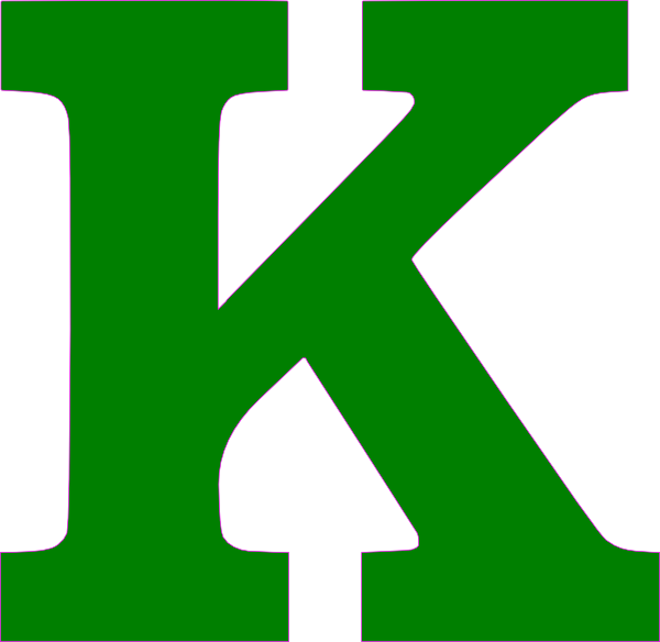 600x584 Single K Letter Green Clip Art