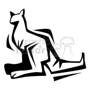 300x300 Royalty Free Black And White Abstract Kangaroo 129723 Vector Clip
