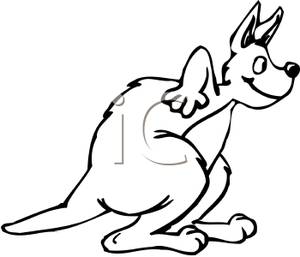 300x257 And White Crouched Kangaroo Clipart Image