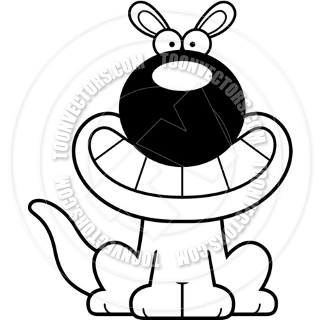 460x460 Cartoon Kangaroo Happy (Black And White Line Art) By Cory Thoman