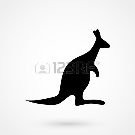 450x450 The Black Silhouette Of A Kangaroo On A White Background. Element