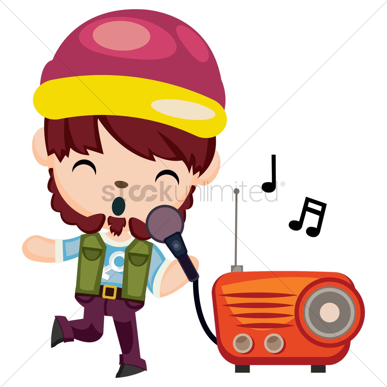 1300x1300 Free Hipster Boy Singing Karaoke Vector Image