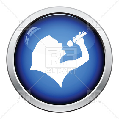 400x400 Glossy Button Design Of Karaoke Womans Silhouette Icon Royalty