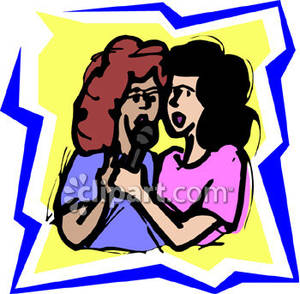 300x294 Women Singing Karaoke Royalty Free Clipart Picture