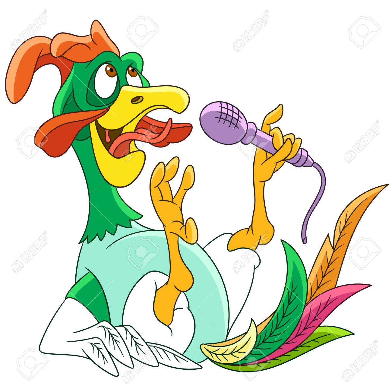 1300x1300 Cute And Happy Cartoon Cock (Rooster, Bantam) Karaoke Singer
