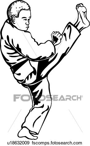291x470 Clip Art Of Karate Kick U18632009