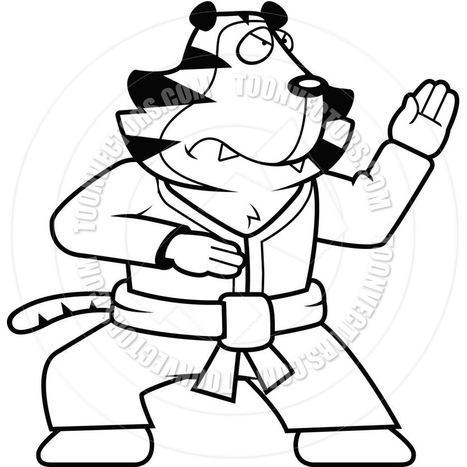 940x940 Karate Tiger (Black And White Line Art) By Cory Thoman Toon