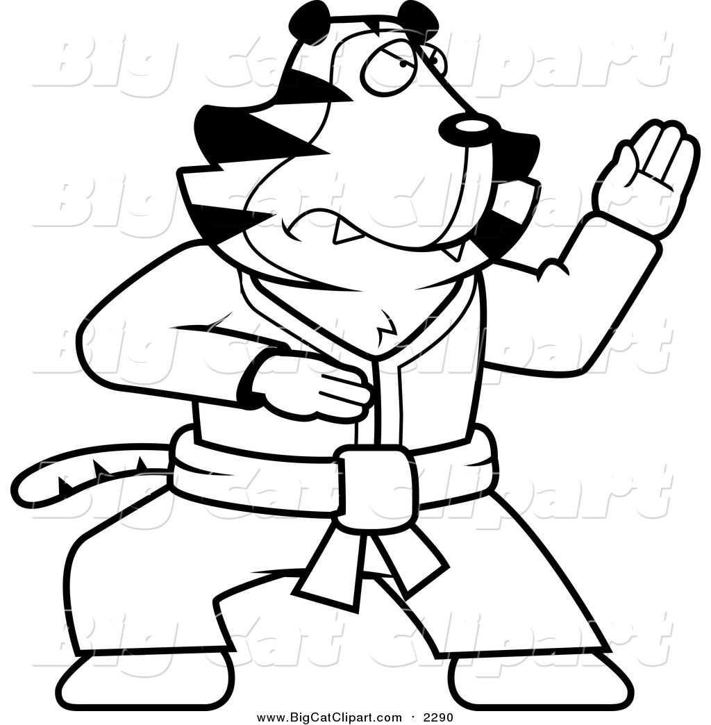 1024x1044 Big Cat Cartoon Vector Clipart Of A Black And White Karate Tiger