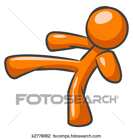 450x470 Clip Art Of Orange Man Karate Kick K2778062