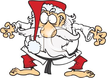 350x257 Cartoon Of Santa Claus Taking Karate Lessons