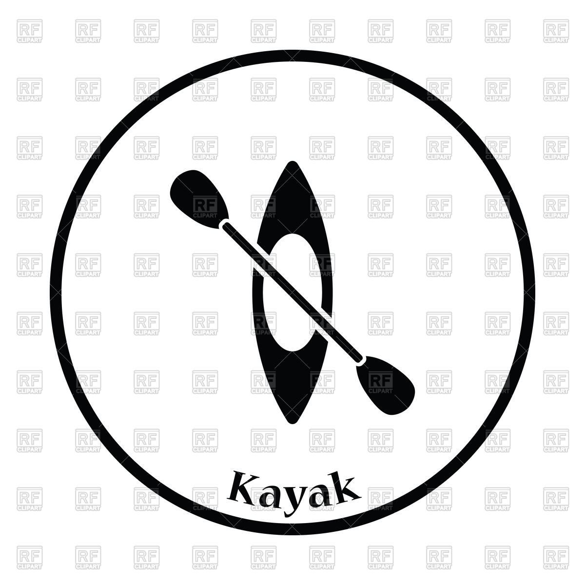 1200x1200 Thin Circle Design Of Kayak And Paddle Icon Royalty Free Vector