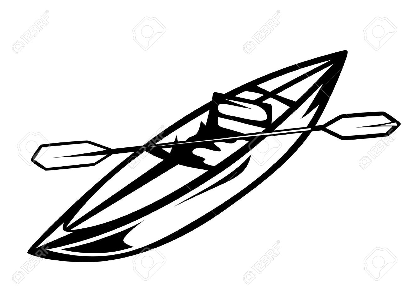 1300x918 Kayak Clipart Black And White