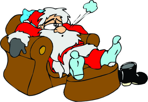 600x413 Santa Kayak Clipart