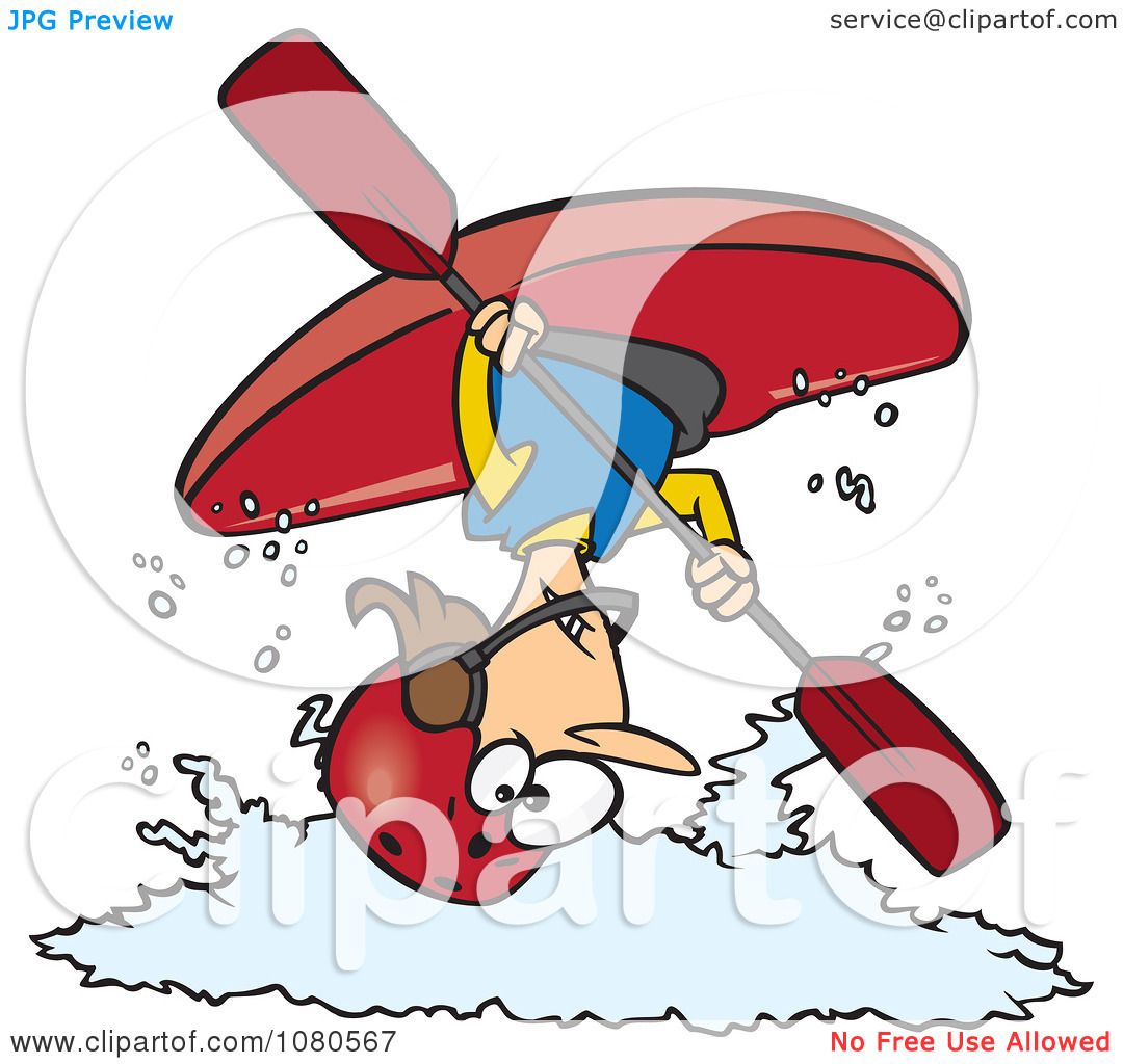 1080x1024 Royalty Free (Rf) Clip Art Illustration Of A Cartoon Kayaking Man