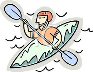 300x233 Colorful Cartoon Of A Man Kayaking