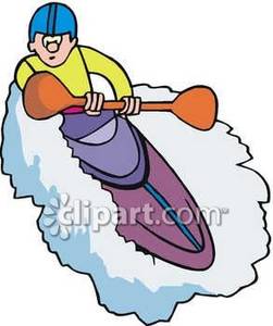 251x300 Man Kayaking Through Waves Royalty Free Clipart Picture