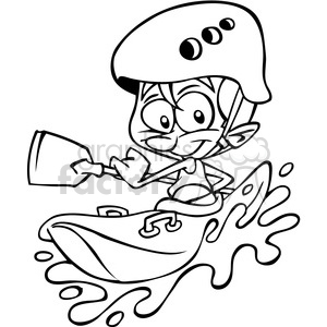 300x300 Royalty Free Guy Kayaking Cartoon In Black And White 391457 Vector