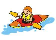 226x160 Girl Kayaking Clipart