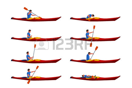 450x300 Man In Kayak Silhouette Set Royalty Free Cliparts, Vectors,