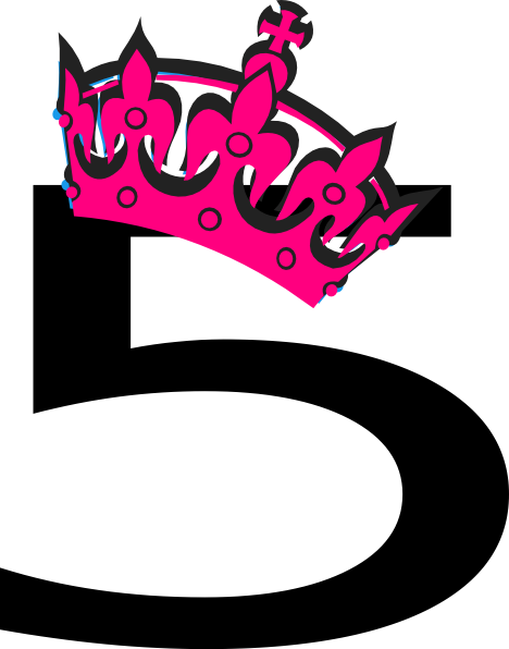 468x596 Pink Tilted Tiara And Number 5 Clip Art