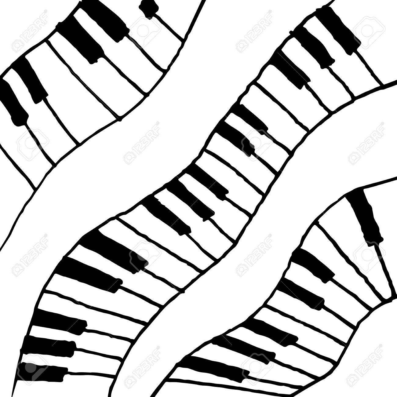 1300x1300 Piano Keys Sketch. Abstract Music Background. Monochrome Design
