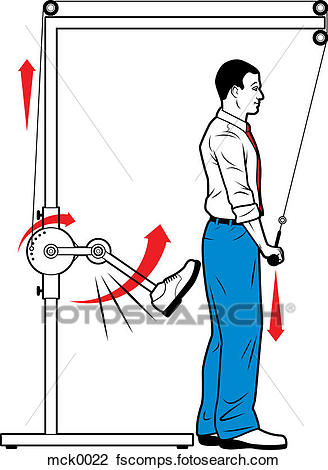 328x470 Clip Art Of A Man With A Pulley System That Is Kicking Him Mck0022