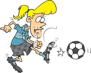 300x240 Girl Kicking A Soccer Ball Clip Art Image