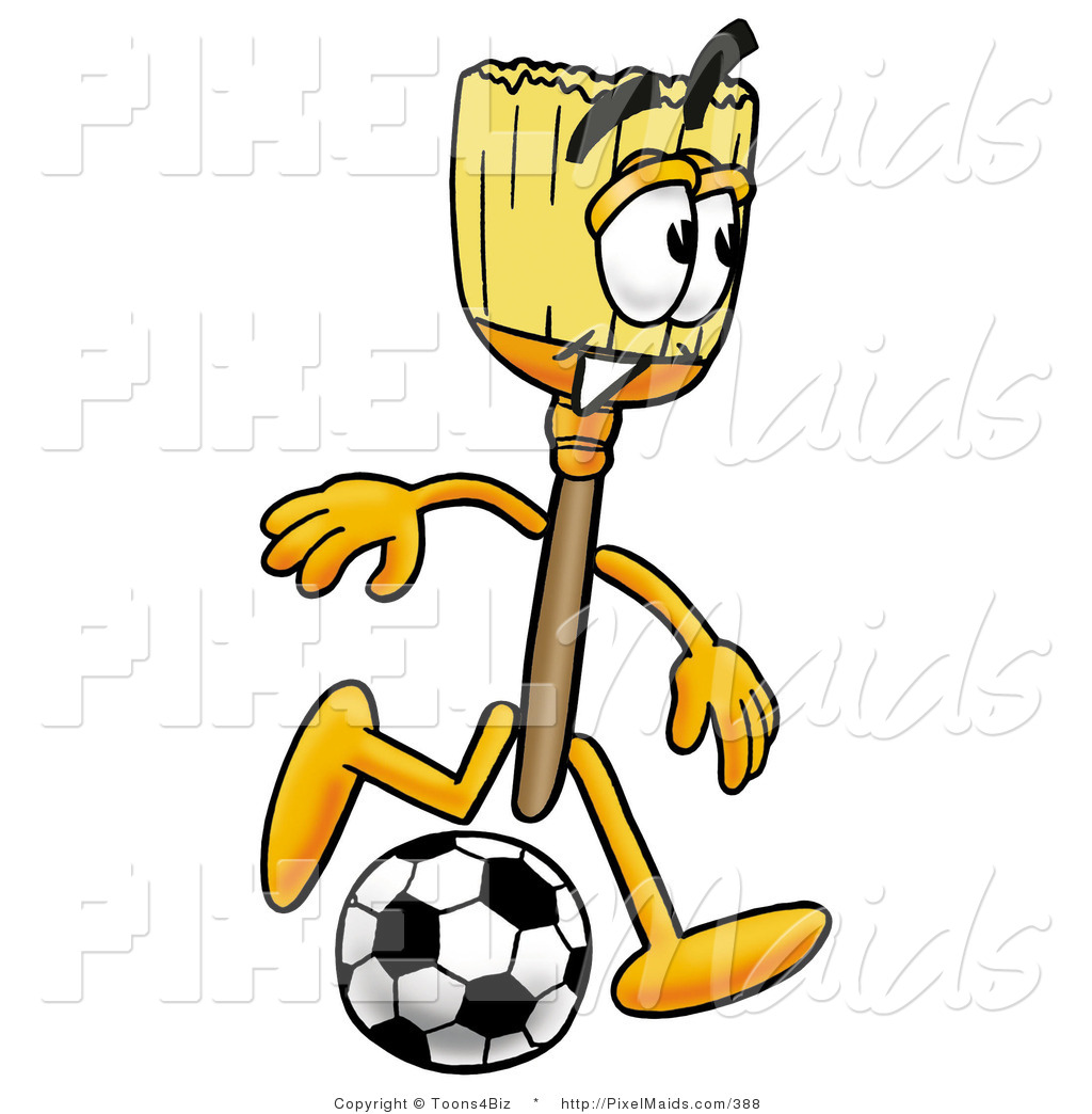 1024x1044 Clipart Of A Broom Mascot Cartoon Character Kicking A Black