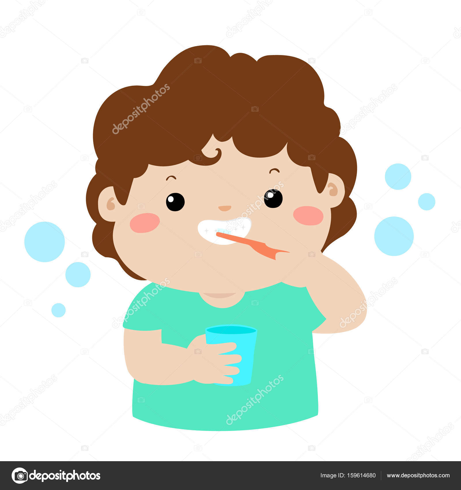 1600x1700 Happy Boy Brushing Teeth Cartoon Vector. Stock Vector Onontour