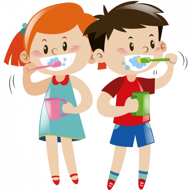 626x626 Kids Brushing Their Teeth Vector Free Download