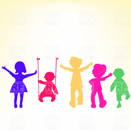 453x453 Kids In Winter Clothes Join Hands Royalty Free Vector Clip Art