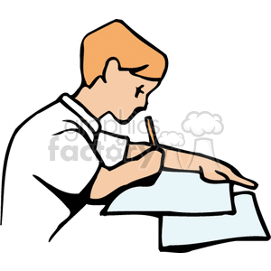 300x300 Royalty Free Child Doing Homework 158629 Vector Clip Art Image