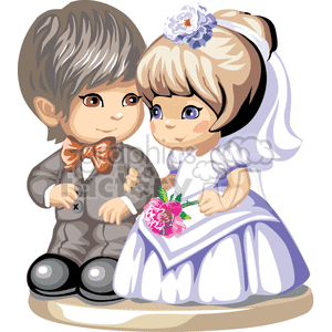 300x300 Royalty Free Kids Couple Dressed Like A Groom And Bride Getting