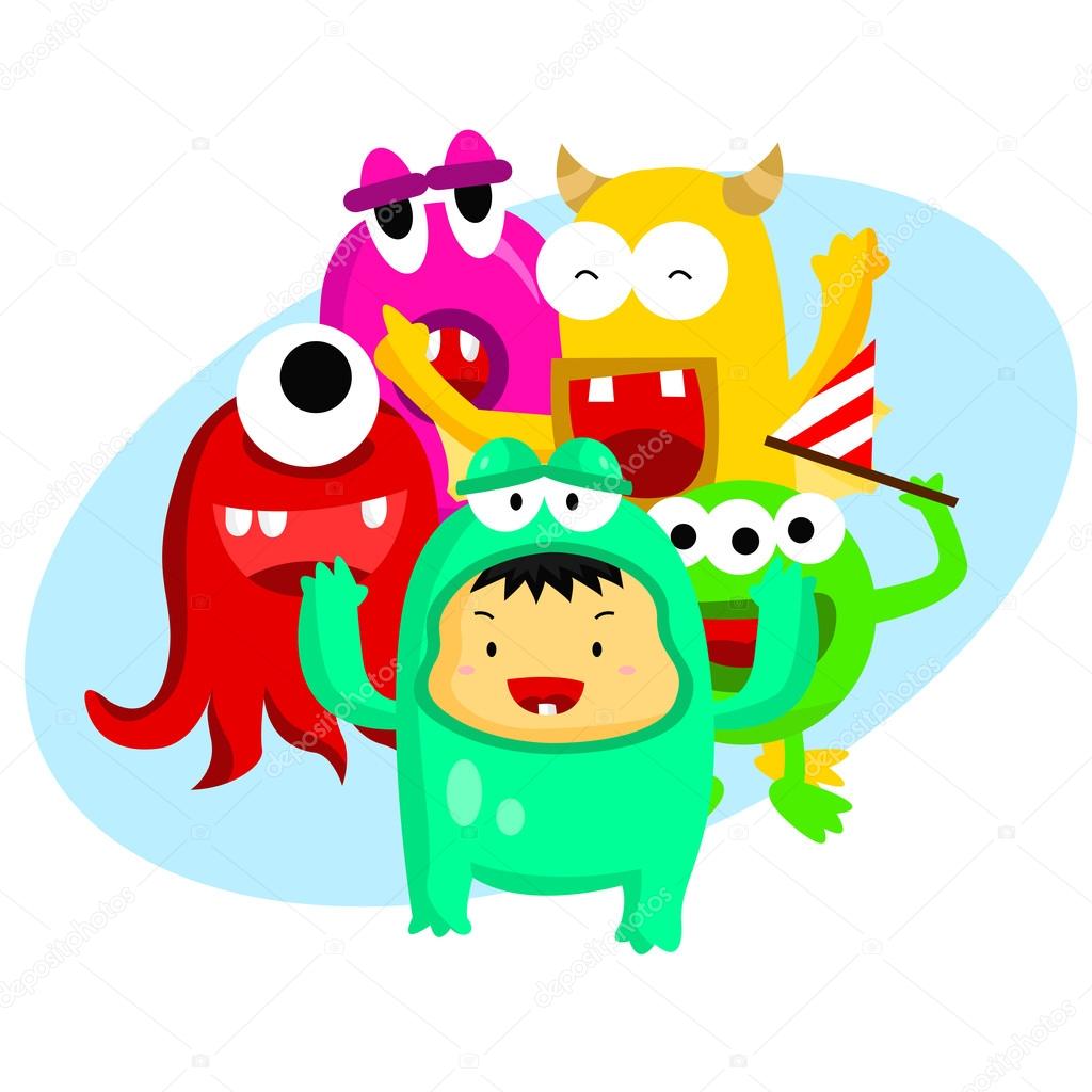 1024x1024 Kid And Monster Stock Vector Comodo777
