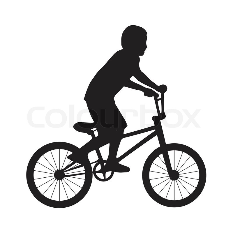 800x800 Silhouette Boy Ride Bicycle Stock Vector Colourbox