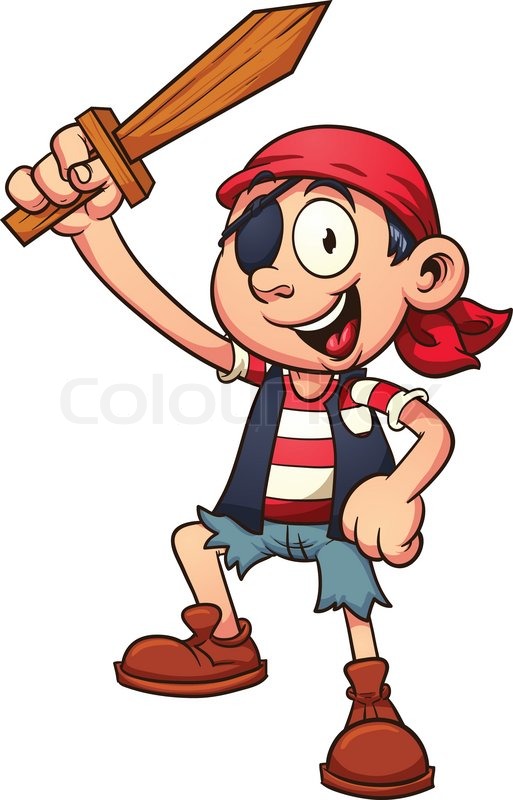 513x800 Pirate Kid Holding A Wooden Sword. Vector Clip Art Illustration