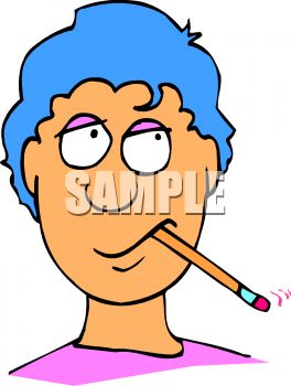 264x350 Cartoon Of A Boy Thinking While Chewing On A Pencil