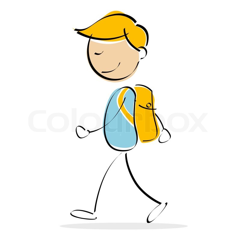800x800 Illustration Of Vector Kid Walking While Carrying School Bag