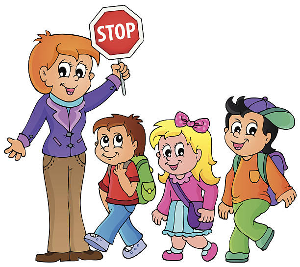 612x545 Walking With Teacher Clipart